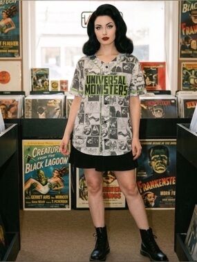 Universal Monsters Characters All over Print Baseball Jersey (Unisex)